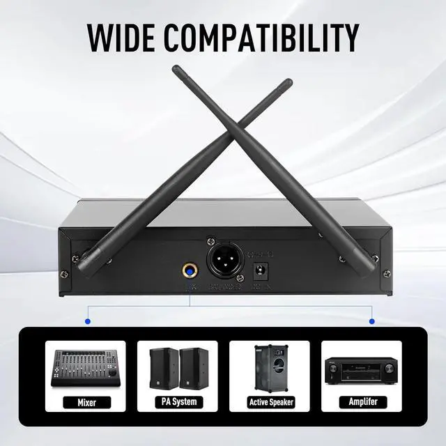 Alt view image 6 of 7 - Wireless Microphone System, Metal Dual Wireless Lavalier & Headset Mic, 2x10 Frequencies, Wireless Microphone System for Home Karaoke, Meeting, Party, Church, 262ft Range (2 Bodypack)