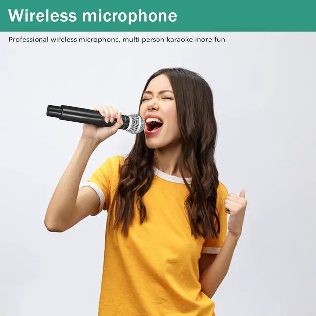 Alt view image 3 of 7 - Wireless Microphone System, 4-Channel UHF Professional Mic, Automatically Pair Metal Cordless Mic with 4 Metal Handheld Microphones, 400ft Range, for Singing, Karaoke, Party