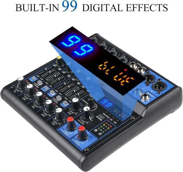Alt view image 6 of 7 - Dj Mixers 8 Channel Audio Mixer Sound Board with Bluetooth, Usb Audio Interface with Sound Card Recording and 48V Phantom Power Sounds Mixer Board with 99 DSP FX Reverb Delay Effect for Streaming