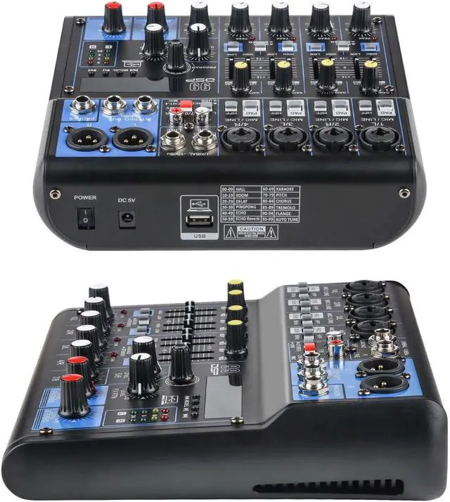 Alt view image 7 of 7 - Dj Mixers 8 Channel Audio Mixer Sound Board with Bluetooth, Usb Audio Interface with Sound Card Recording and 48V Phantom Power Sounds Mixer Board with 99 DSP FX Reverb Delay Effect for Streaming