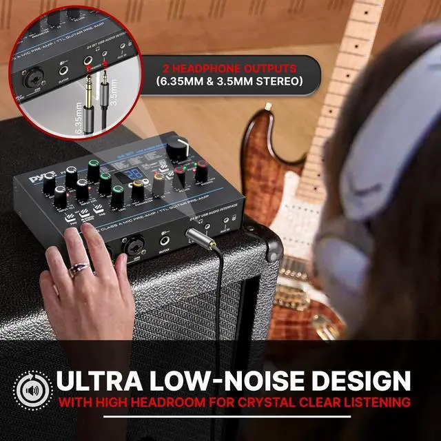 Alt view image 4 of 7 - USB Audio Interface - MIC/LINE - Guitar - AUX Stereo & RCA Inputs - Preset 24 Digital Effects - Phantom Power - Phone/Stereo/Monitor/Headphone Outputs - For Computer Playing & Recording - PMUX9