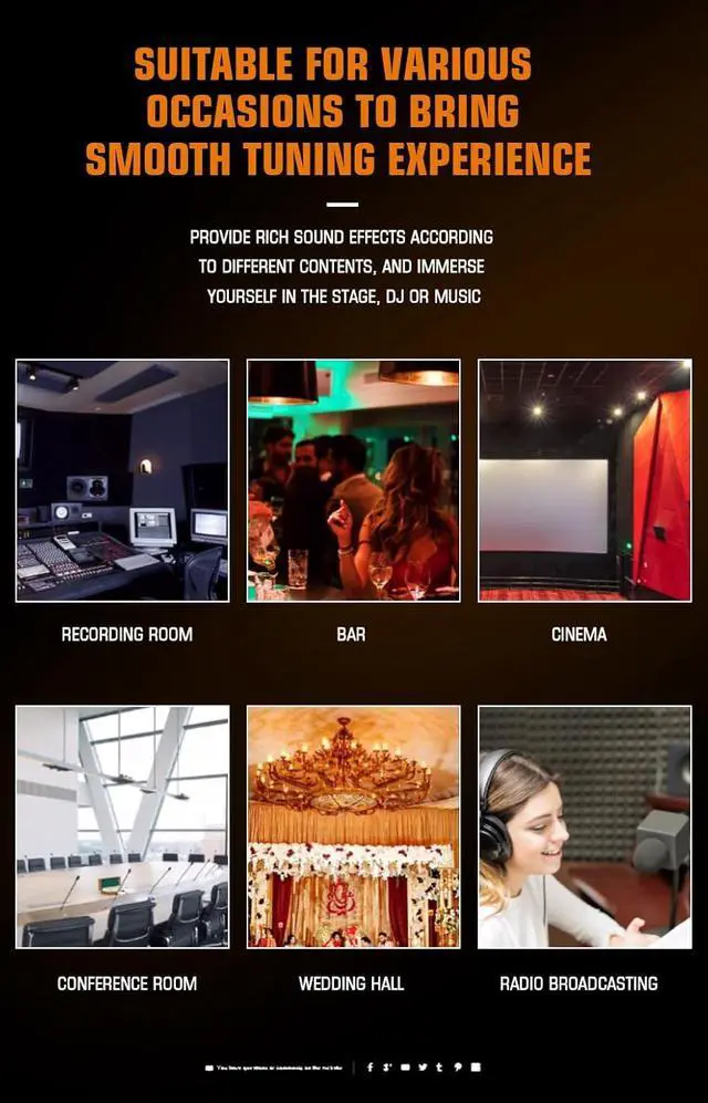 Alt view image 3 of 7 - A-Series Professional Mixer for Recording DJ Stage Karaoke Music Application w/USB Drive for Computer Recording Input, XLR Microphone Jack, 48V Power, RCA Output for Professional (10-Channel)