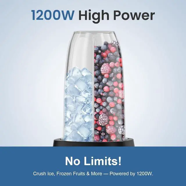 Alt view image 2 of 7 - 12-Piece Smoothie Blender Maker 25,000 RPM Personal Blender for Ice Crushing Smoothies & Frozen Drinks Nuts with 23oz, 32oz, 37oz Portable Cups Two 6-Leaf Stainless Steel Blades, Silver