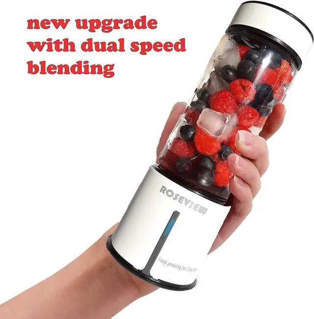 Alt view image 2 of 6 - Portable Smoothie blender  Glass bottle USB rechargeable mini Handheld Ice Shakes Cup 2 blend juicer Cordless Personal smoothies maker Fruit mixer