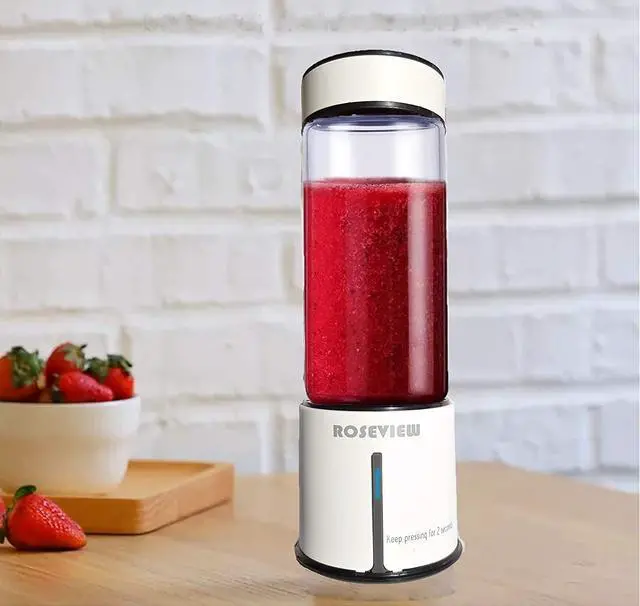 Alt view image 3 of 6 - Portable Smoothie blender  Glass bottle USB rechargeable mini Handheld Ice Shakes Cup 2 blend juicer Cordless Personal smoothies maker Fruit mixer