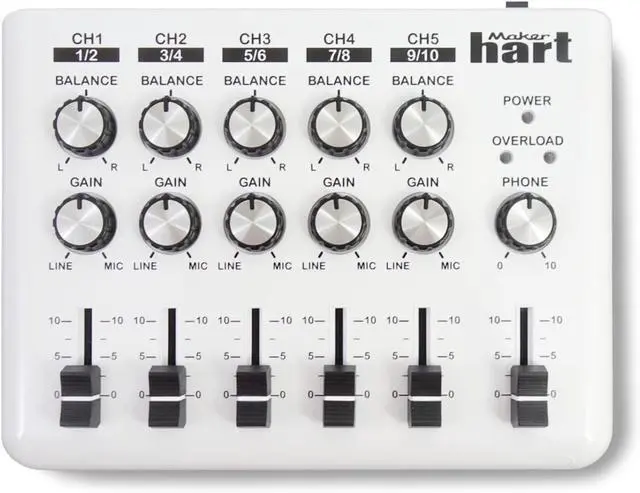 Main image of LOOP MIXER - Portable Audio Mixer with 5 Channel stereo inputs, 3 Outputs via 3.5mm jack. Including a Mono to Stereo DM2S Adapter.