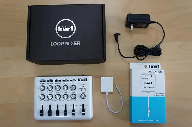 Alt view image 2 of 7 - LOOP MIXER - Portable Audio Mixer with 5 Channel stereo inputs, 3 Outputs via 3.5mm jack. Including a Mono to Stereo DM2S Adapter.