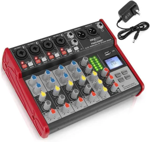 Main image of Studio Audio Sound Mixer Board - 6 Channel Bluetooth Compatible Professional Portable Digital DJ Mixing Console w/ USB Mixer Audio Interface - Mixing Boards For Studio Recording - PMXU68BT