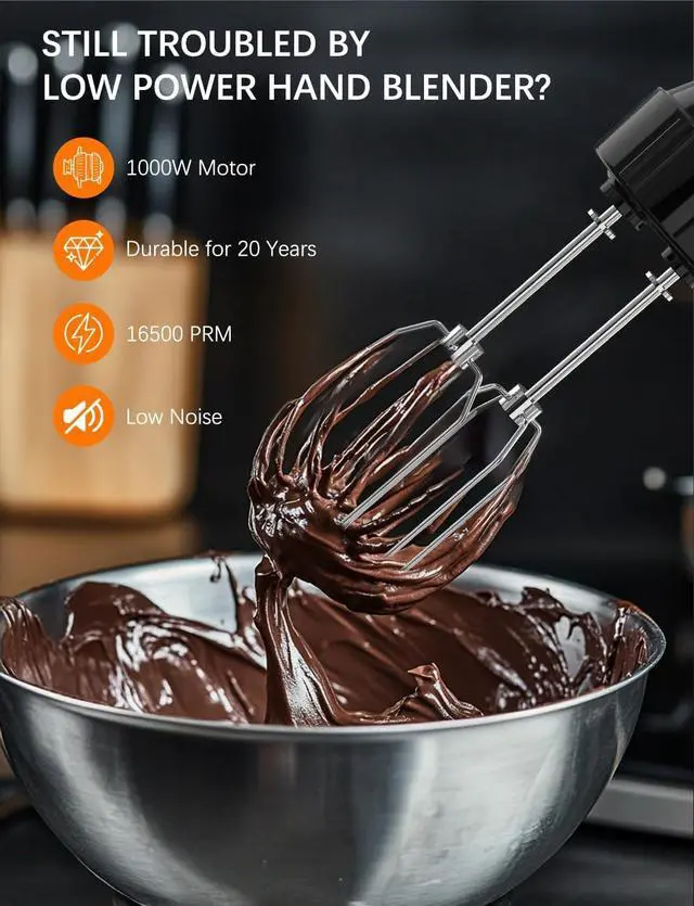 Alt view image 2 of 7 - Immersion Blender Handheld  Hand Blender,20 Speeds and Turbo Mode Hand Mixer, 3-in-1 Heavy Duty Copper Motor Stainless Steel
