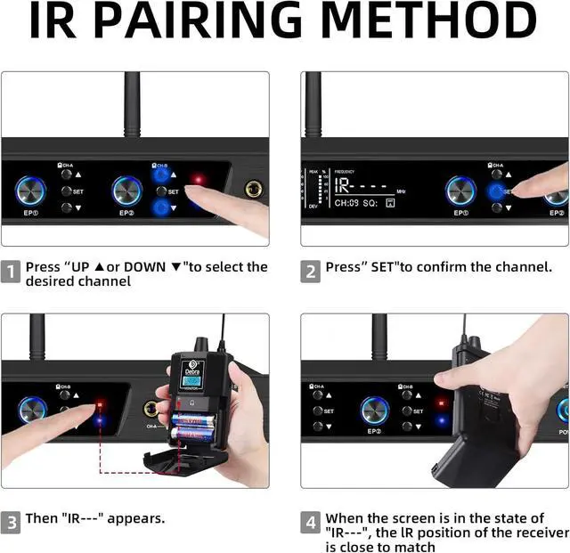 Alt view image 7 of 7 - Audio PRO ER-202 UHF Dual Channel Wireless in Ear Monitor System with Monitoring Type for Stage, Receiver for Studio, Guitar, Band Performance (2 Bodypacks with Transmitter)