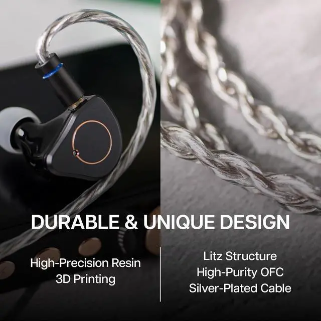 Alt view image 6 of 7 - SIMGOT SuperMix 4 1DD+1BA+1Planar+1PZT Hybrid Drivers Earphones, HiFi in Ear Monitor IEM, Wired Gaming Earbuds with OFC Silver-Plated Cable for Musician Audiophile