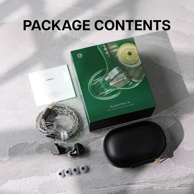 Alt view image 7 of 7 - SIMGOT SuperMix 4 1DD+1BA+1Planar+1PZT Hybrid Drivers Earphones, HiFi in Ear Monitor IEM, Wired Gaming Earbuds with OFC Silver-Plated Cable for Musician Audiophile