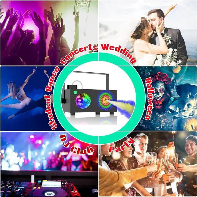 Alt view image 6 of 7 - 2 in 1 Disco Ball Horizontal,Vertical Spray Fog Machine with 72 Lights in Circle,Halloween Smoke Machine Fog with Remote,Fog Machine Outdoor Indoor for Stage DJ Party