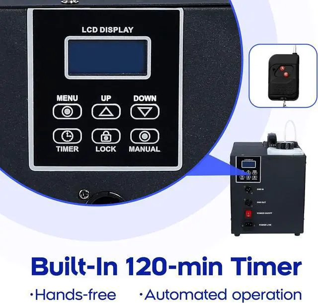 Alt view image 3 of 7 - Haze Machine 1500W Fog Machine 18000CFM with Timer Continuous Spray Smoke Machine Stage Effect DMX Hazer, w/Remote Control for Halloween Party Wedding Disco Performance