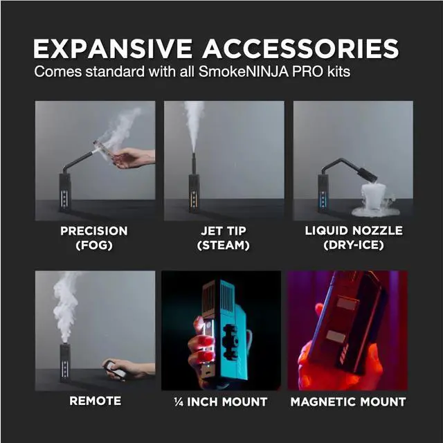 Alt view image 5 of 5 - SmokeNINJA PRO HAZER KIT - Portable Fog Machine with Bluetooth, 3rd Gen Haze Nozzle for Cinematic & Studio Use - Perfect for Cinematography, Photography, and Events (PRO HAZER KIT)