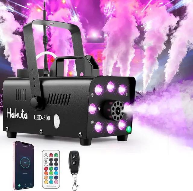 Alt view image 3 of 7 - Smoke Machine, Wi-Fi Smart Fog Machine with 8 LED Lights and 13 Colorful LED Lights Effect, App Control LED Fog Machine 500W 2300CFM for Halloween, DJ, Party, Stage