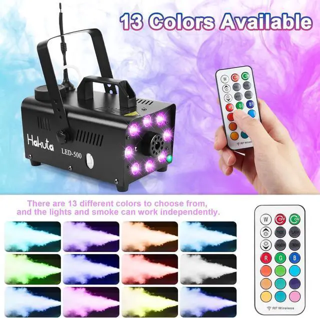 Alt view image 5 of 7 - Smoke Machine, Wi-Fi Smart Fog Machine with 8 LED Lights and 13 Colorful LED Lights Effect, App Control LED Fog Machine 500W 2300CFM for Halloween, DJ, Party, Stage