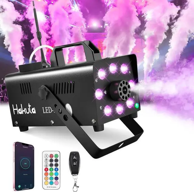 Main image of Smoke Machine, Wi-Fi Smart Fog Machine with 8 LED Lights and 13 Colorful LED Lights Effect, App Control LED Fog Machine 500W 2300CFM for Halloween, DJ, Party, Stage