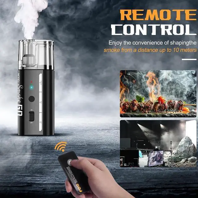 Alt view image 2 of 7 - Portable Fog Machine, Smoke GO Handheld Fog Machine for Photography with Remote Control,22ML Upgraded Oil Tank Mini Fog Machine for Indoor & Outdoor Halloween,Parties,Weddings Events