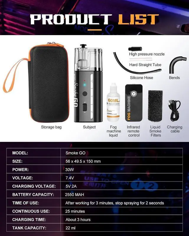 Alt view image 5 of 7 - Portable Fog Machine, Smoke GO Handheld Fog Machine for Photography with Remote Control,22ML Upgraded Oil Tank Mini Fog Machine for Indoor & Outdoor Halloween,Parties,Weddings Events