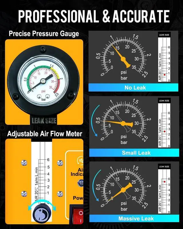 Alt view image 5 of 7 - Smoke Machine Automotive with Built-in Air Compressor, Professional Smoke Leak Detector for Car, Diagnostic Leak Tester Tools for EVAP, Vacuum, Fuel and More Leak Testing