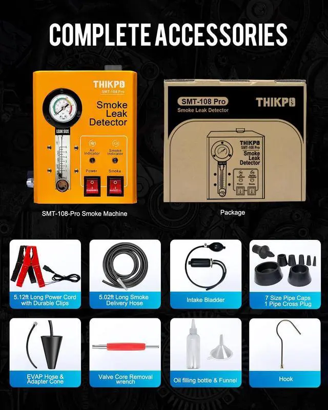 Alt view image 7 of 7 - Smoke Machine Automotive with Built-in Air Compressor, Professional Smoke Leak Detector for Car, Diagnostic Leak Tester Tools for EVAP, Vacuum, Fuel and More Leak Testing