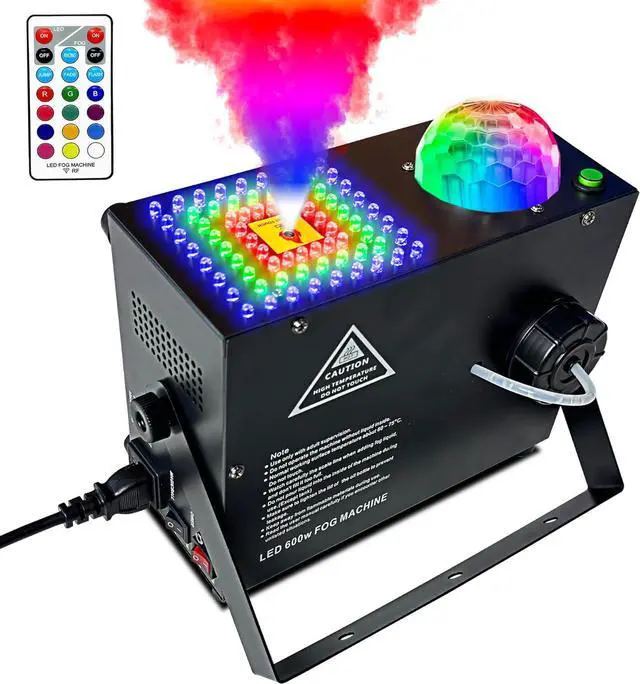 Main image of Smoke Machine, Fog Machine with Disco Ball Upward Spray,72 LED Lights, 600W and 2000 CFM Spray, Remote Control, Perfect for Outdoor Halloween, Christmas, DJ Stage Effect, A-Square+Ball