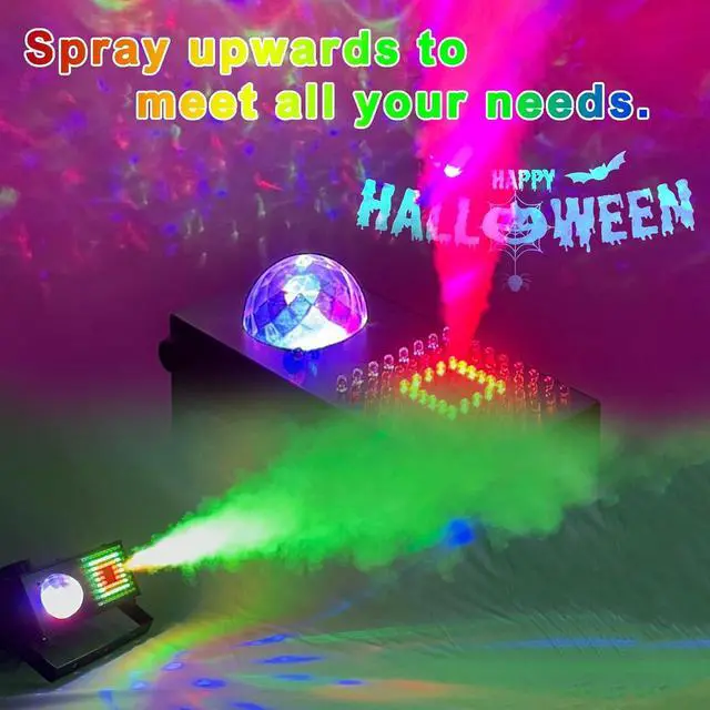 Alt view image 3 of 6 - Smoke Machine, Fog Machine with Disco Ball Upward Spray,72 LED Lights, 600W and 2000 CFM Spray, Remote Control, Perfect for Outdoor Halloween, Christmas, DJ Stage Effect, A-Square+Ball
