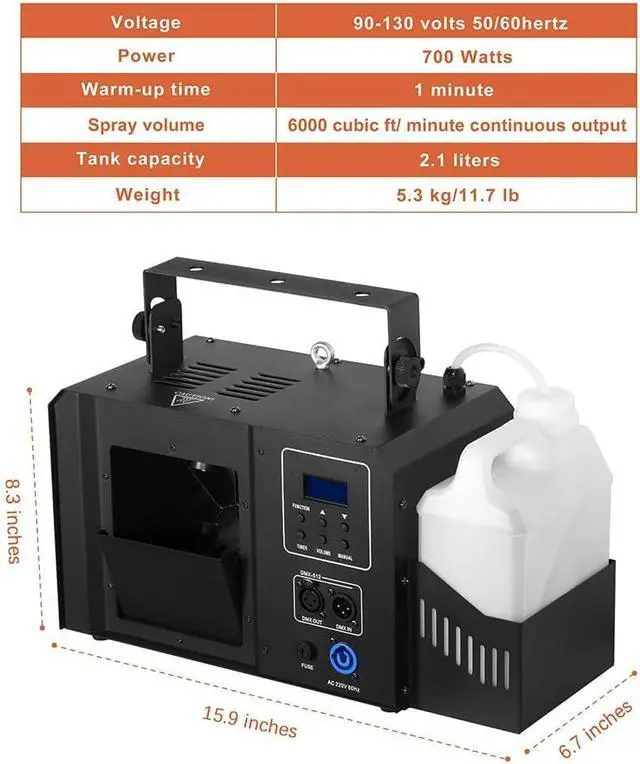 Alt view image 5 of 7 - Haze Machine, 700W Continuous Output Fog Machine with Wireless Remote and DMX, Enhances Light Shows  Perfect for Stage, Parties, DJ, Halloween, and Clubs