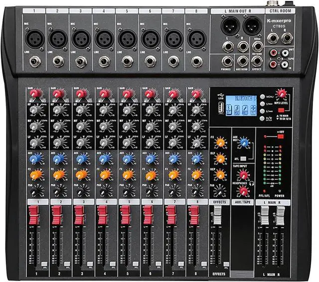 Main image of 8 Channel Professional Audio Mixer Console Sound Board with 48V Phantom Power,USB Audio Interface for Live Show,Streaming Recording Music Stage Karaoke