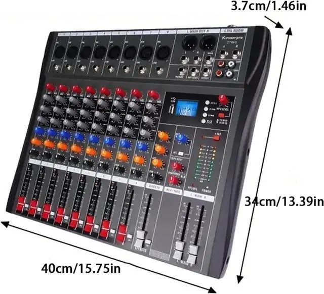 Alt view image 2 of 7 - 8 Channel Professional Audio Mixer Console Sound Board with 48V Phantom Power,USB Audio Interface for Live Show,Streaming Recording Music Stage Karaoke
