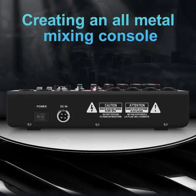 Alt view image 7 of 7 - 6 Channel DJ Mixer, Professional Audio Mixer, Metal, DSP 99 Preset Effects, Bluetooth Sound Board, 48V Phantom Power, Black USB Xlr Music Streaming Mini Mixing Console, Pa Mixer for PC, Podcast