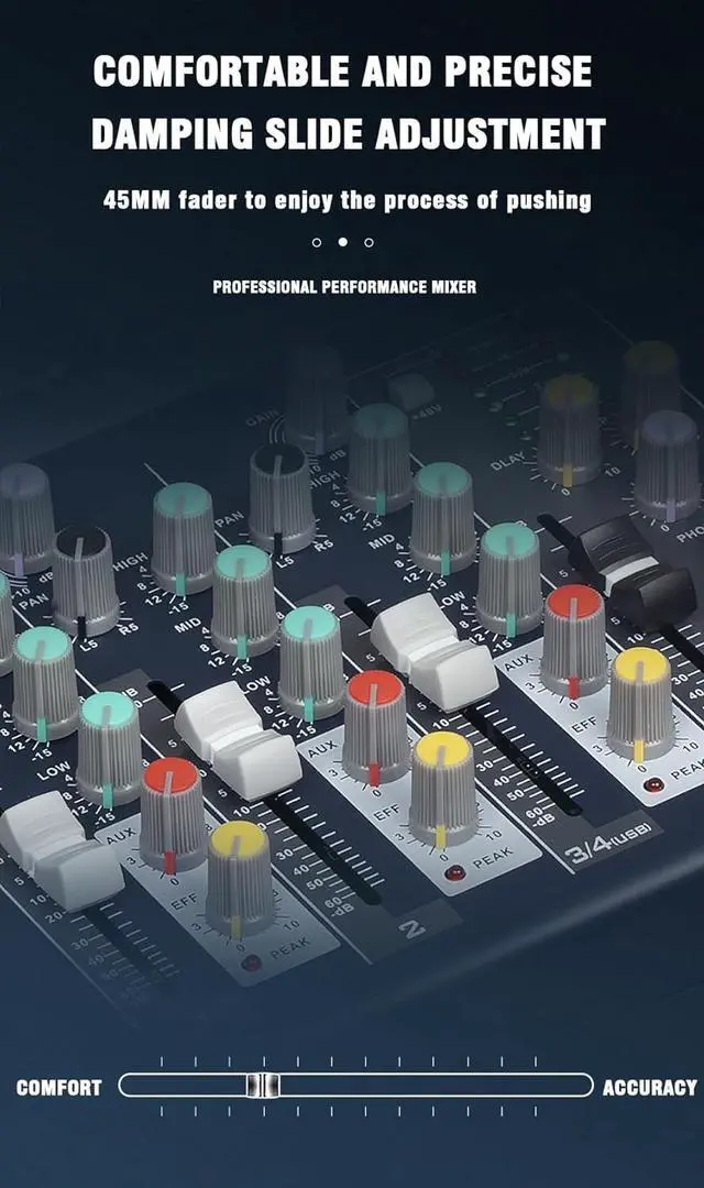 Alt view image 4 of 7 - Professional Mixer | 7-Channel 2-Bus Mixer/w USB Audio Interface for Recording DJ Stage Karaoke Music Application