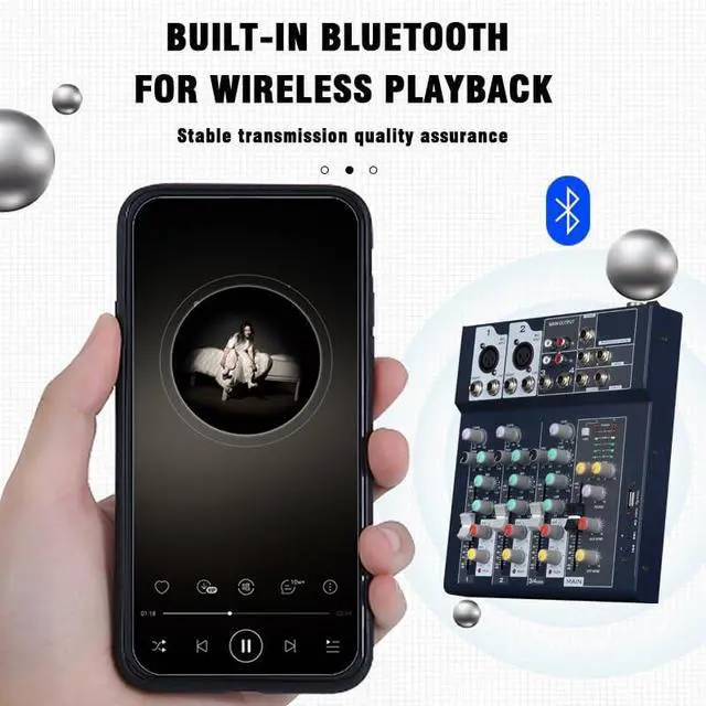 Alt view image 2 of 7 - Professional Mixer | 7-Channel 2-Bus Mixer/w USB Audio Interface for Recording DJ Stage Karaoke Music Application