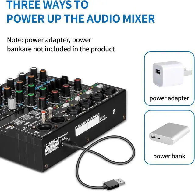 Alt view image 6 of 7 - M6 6 channel DJ mixer Portable Bluetooth MP3 Sound Mixing Console Built-in 256 digital effects with 48V Phantom Power, USB interface for computer recording Live Streaming,Podcasting,Karaok