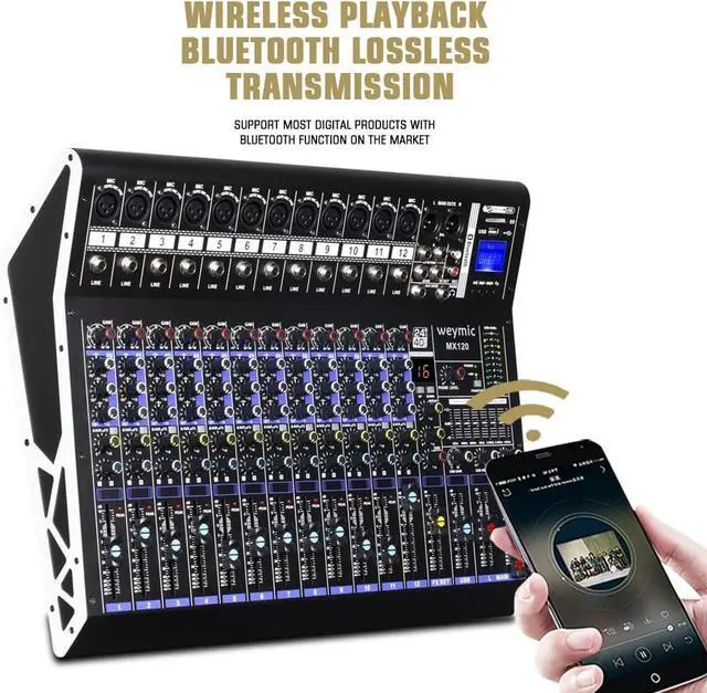 Alt view image 3 of 7 - MX-60 Professional Mixer (6-Channel) for Recording DJ Stage Karaoke/W Graphic Equalizer and DSP Effector w/USB Drive for Recording Input, XLR Microphone Jack, 48V Power, RCA Output