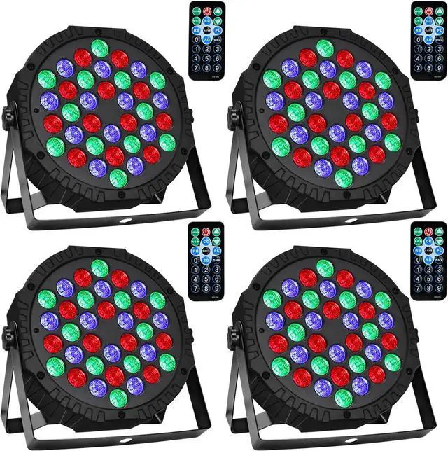 Main image of 36 LED Stage Lights, Par Light with Remote & DMX Controlled Sound Activated Uplights for Events Wedding Birthday Christmas Music Show Dance Party DJ Lighting, 4 Pack