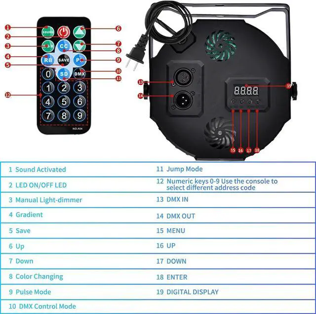 Alt view image 4 of 7 - 36 LED Stage Lights, Par Light with Remote & DMX Controlled Sound Activated Uplights for Events Wedding Birthday Christmas Music Show Dance Party DJ Lighting, 4 Pack