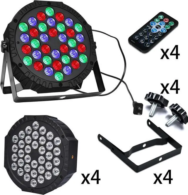 Alt view image 6 of 7 - 36 LED Stage Lights, Par Light with Remote & DMX Controlled Sound Activated Uplights for Events Wedding Birthday Christmas Music Show Dance Party DJ Lighting, 4 Pack