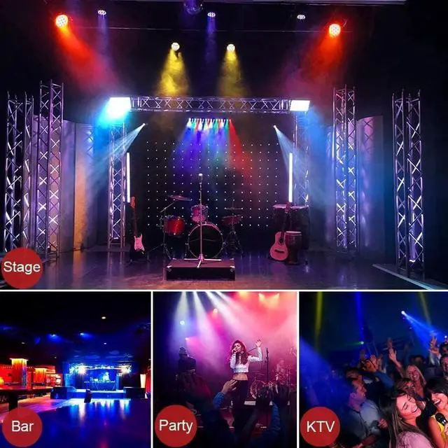 Alt view image 2 of 7 - Par Lights 6 Pack, RGB 36LEDs Stage Light Sound Activated DMX Control, 7 Lighting Modes with Remote Control for Festival DJ Party Club KTV Disco6 Pack