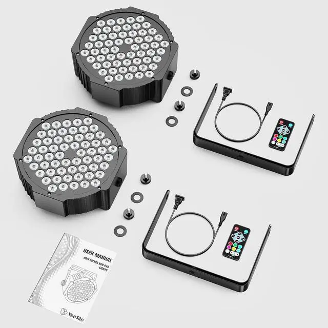 Alt view image 7 of 7 - RGB LED Par Lights: 90W 60LEDs - Remote & DMX Control - Sound Activated Master Slave - Uplights for DJ Events Wedding Party Music Show Church Stage Band Performance - 2Pack