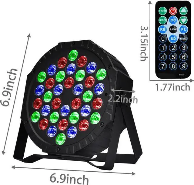 Alt view image 5 of 7 - Stage Lights Dj Lights for Parties Led Stage Lights Sound Activated Portable Party Lights Par Lights 36 Led RGB Remote Control Disco Lights Uplights for Indoor Events Bar Birthday Wedding Outdoor