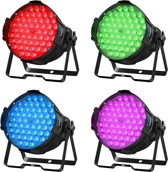 Main image of LED Stage Lights, 54x3W RGB Par Light, DMX 512 Controller Sound Activated Uplights, DJ Lighting with Daisy Chain, Spotlights, Wash Lights for Stage Performance, Party, Wedding, Club(4 Packs)