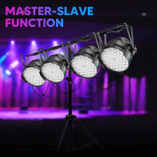 Alt view image 6 of 7 - LED Stage Lights, 54x3W RGB Par Light, DMX 512 Controller Sound Activated Uplights, DJ Lighting with Daisy Chain, Spotlights, Wash Lights for Stage Performance, Party, Wedding, Club(4 Packs)