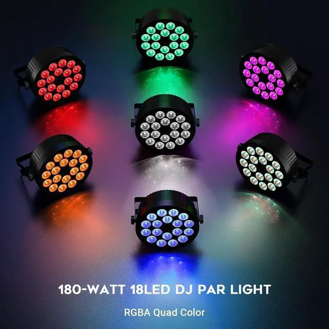 Alt view image 2 of 7 - 180W RGBA LED Par Lights - Remote & DMX Control - Sound Activated Master Slave - Uplights for Events Wedding Party Music Show Church Stage Band Performance - 2Pack