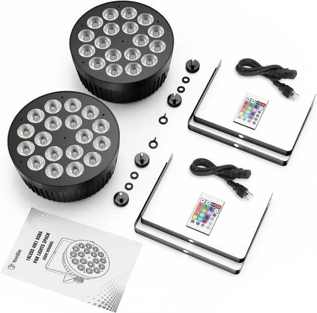 Alt view image 7 of 7 - 180W RGBA LED Par Lights - Remote & DMX Control - Sound Activated Master Slave - Uplights for Events Wedding Party Music Show Church Stage Band Performance - 2Pack