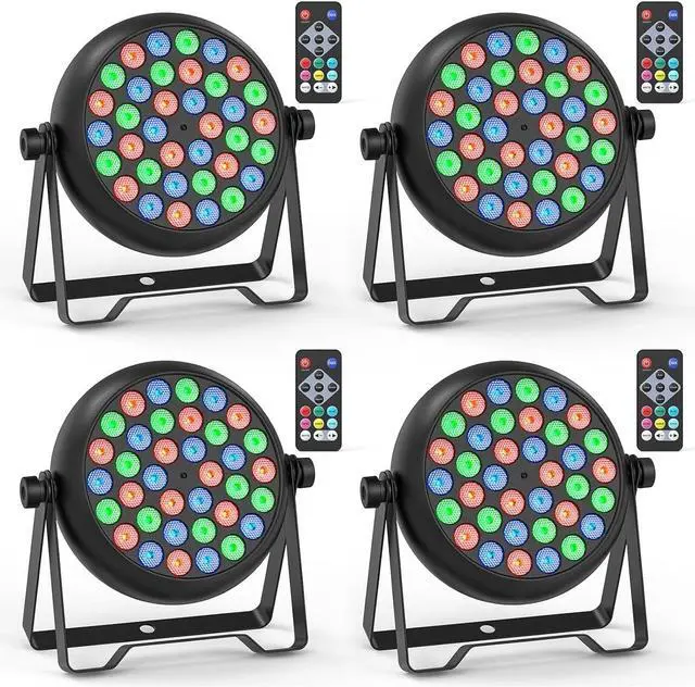 Main image of 36 LED Stage Lights, Corded RGB Par Lights, 4/7 CH DMX Par Can, LED Stage Par with Sound Activated & DMX 512, Uplights for Wedding, Club, Event, Party, 4 Pack