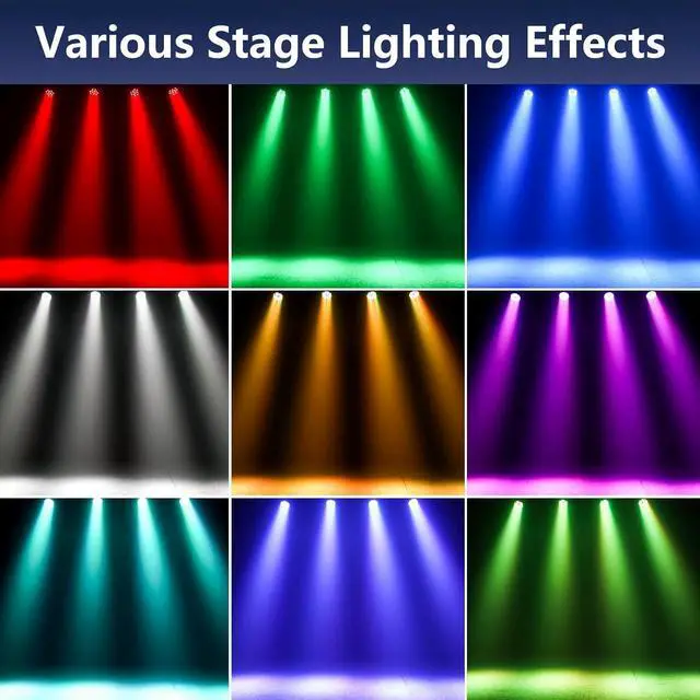 Alt view image 3 of 7 - 36 LED Stage Lights, Corded RGB Par Lights, 4/7 CH DMX Par Can, LED Stage Par with Sound Activated & DMX 512, Uplights for Wedding, Club, Event, Party, 4 Pack
