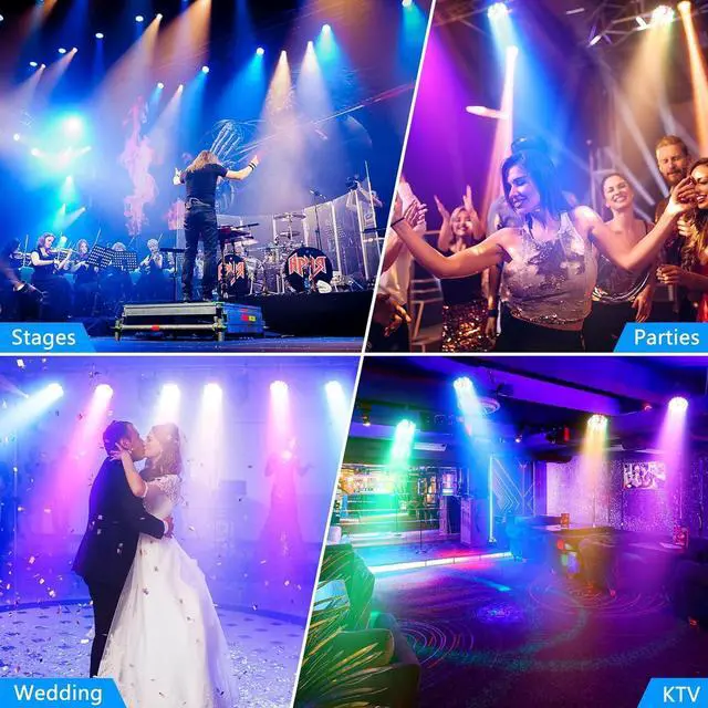 Alt view image 7 of 7 - 36 LED Stage Lights, Corded RGB Par Lights, 4/7 CH DMX Par Can, LED Stage Par with Sound Activated & DMX 512, Uplights for Wedding, Club, Event, Party, 4 Pack
