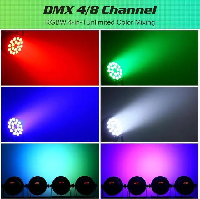 Alt view image 6 of 7 - Par Lights LED Stage Lights,  12Wx18 RGBW Uplight Stage Lighting Effect by DMX and Sound Activated Control Wash Light for Wedding Parties Church Club DJ Live Show